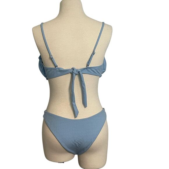 SHEIN Women’s Bikini Baby Blue Gathered Top Size‎ Large - Picture 2 of 7